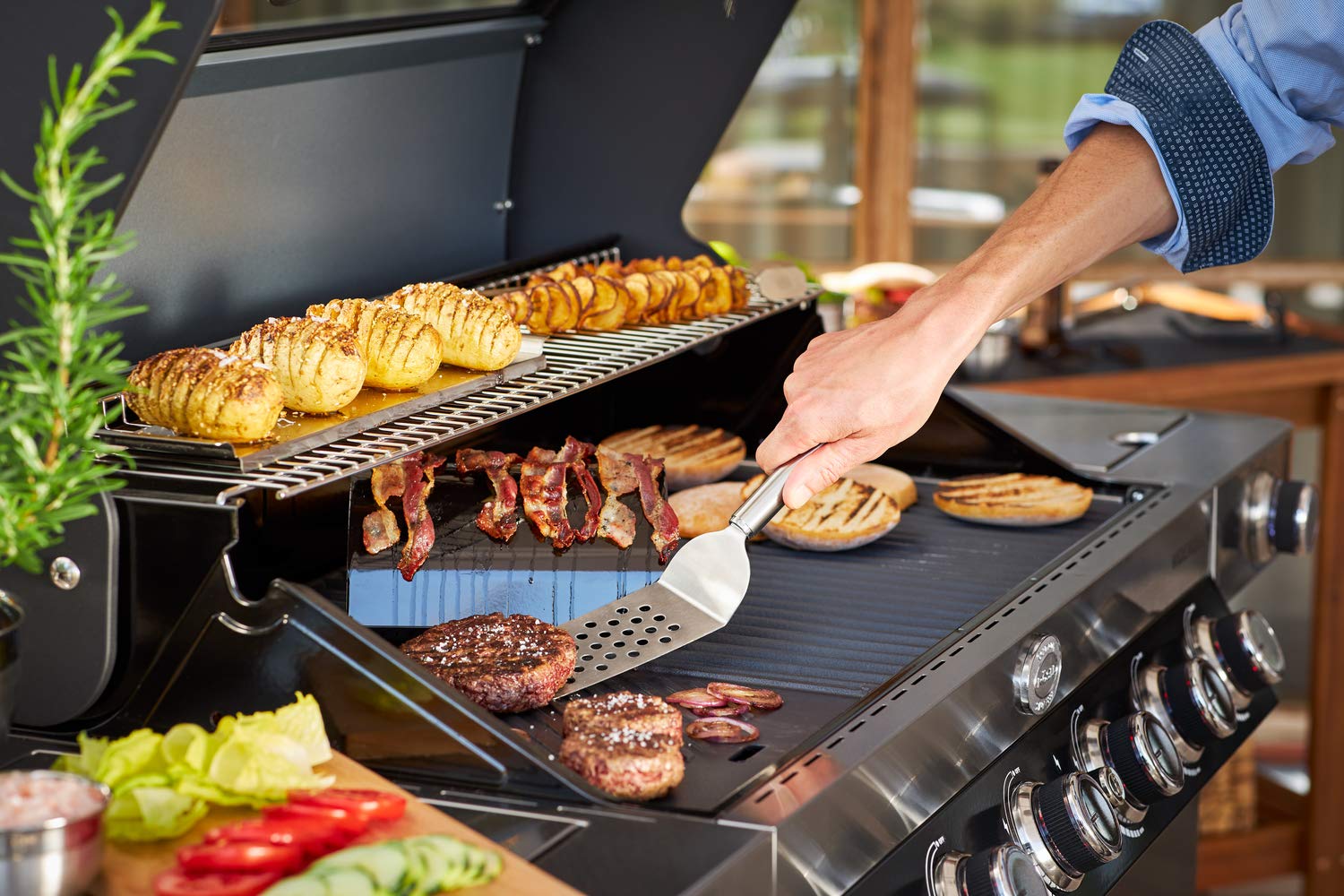 r-sle-barbecue-gewicht-grillgewicht-aus-emailliertem-gusseisen-ca-1-kg-mit-walnu image 4