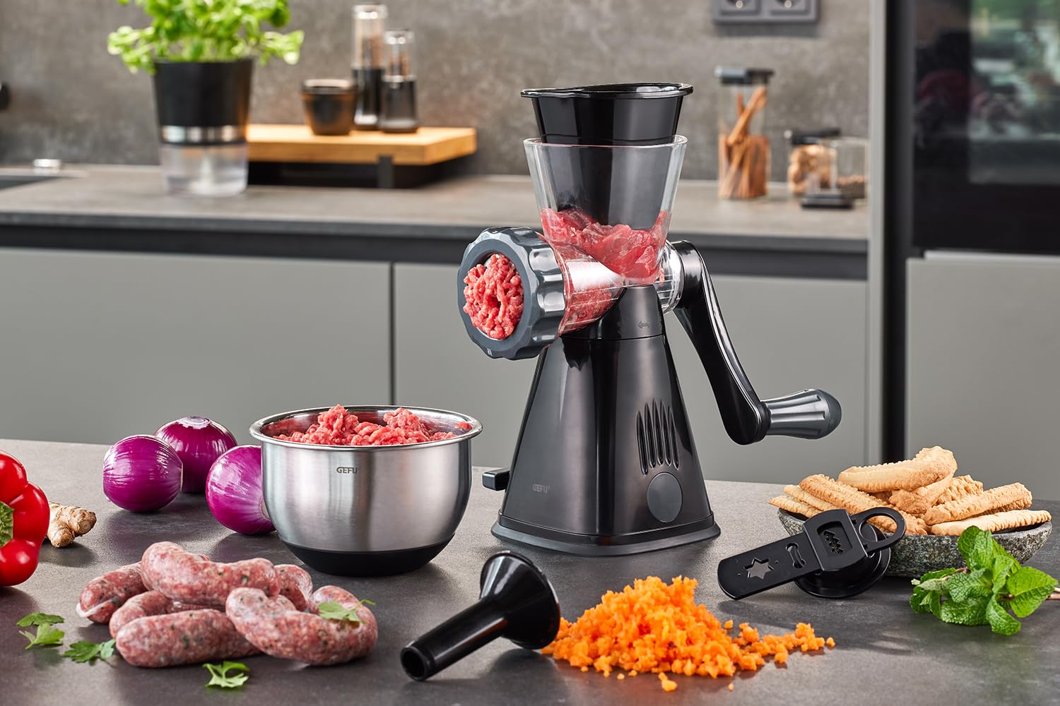 gefu-fleischwolf-metto-manuelle-k-chenmaschine-mit-wurstf-lltrichter-spritzgeb-c image 3
