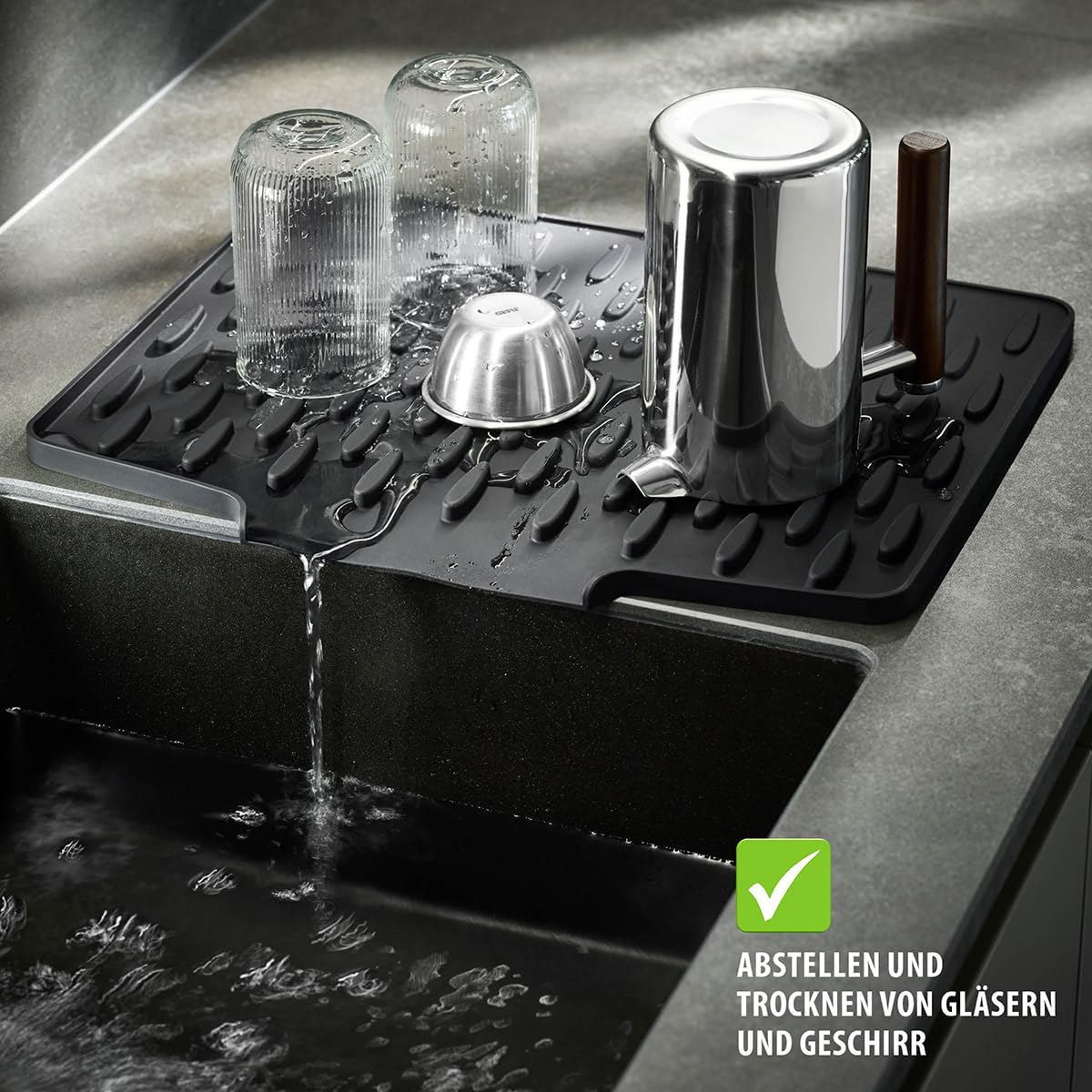 gefu-abtropfmatte-drio-silikon-40-x-33-cm-rutschfest-mit-wasserablauf-hitzebest- image 3