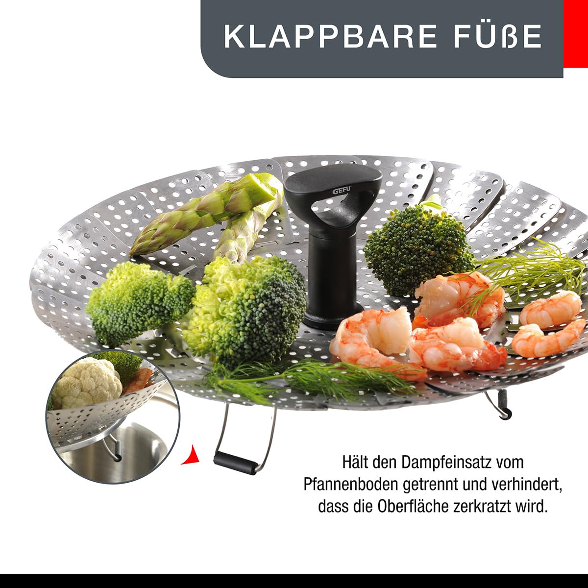 gefu-d-nsteinsatz-vitala-faltbare-edelstahl-d-nstschiene-18-27-cm-mit-teleskopgr image 4