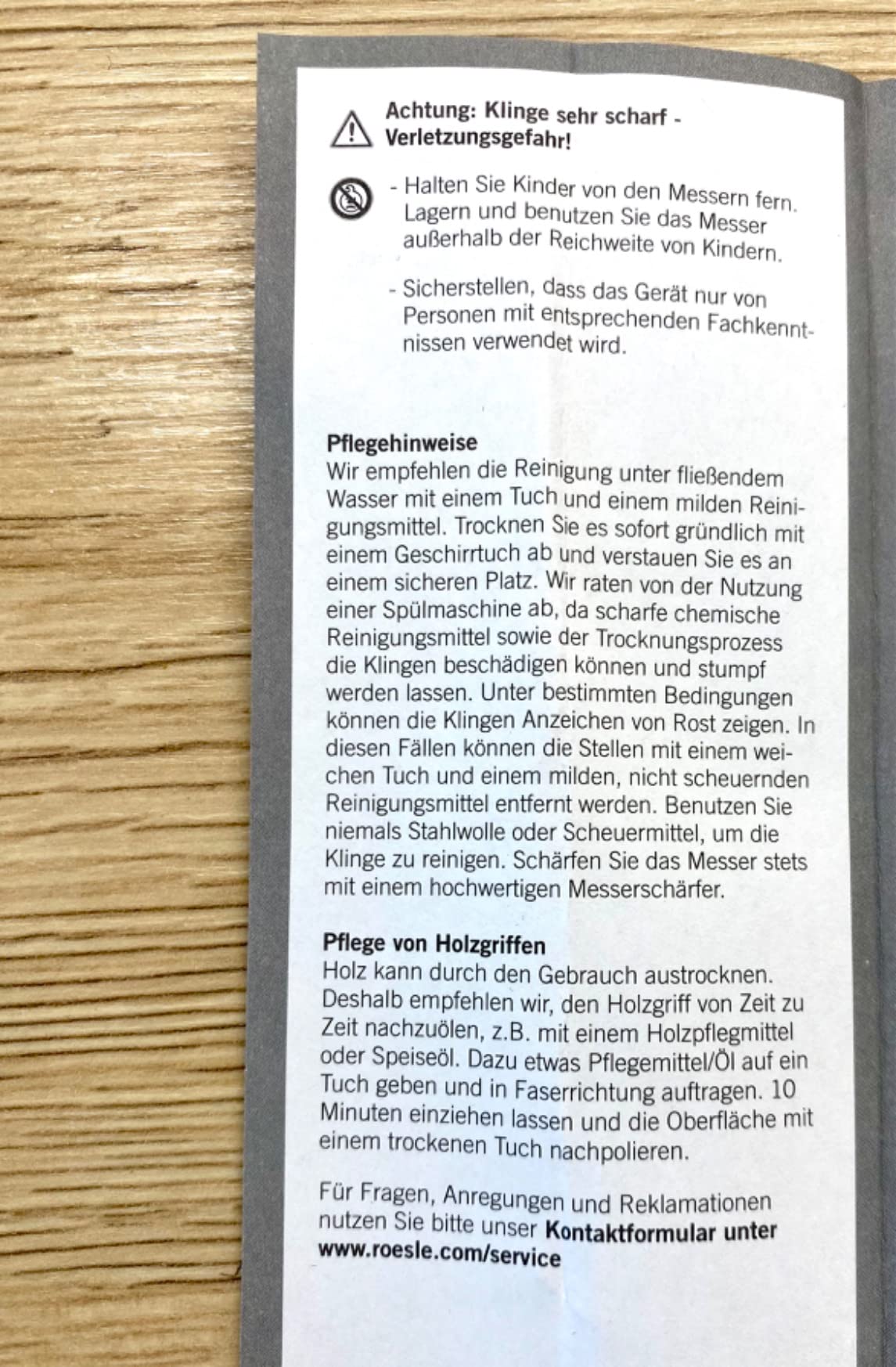 Gut, aber Schärfe hält nicht ewig