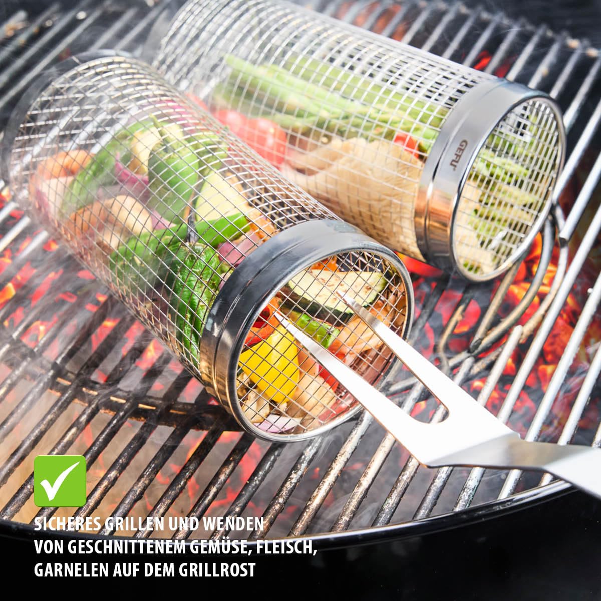 gefu-rollgrillkorb-bbq-30-cm-edelstahl-grillkorb-mit-rollmechanismus-antihaft-f- image 3