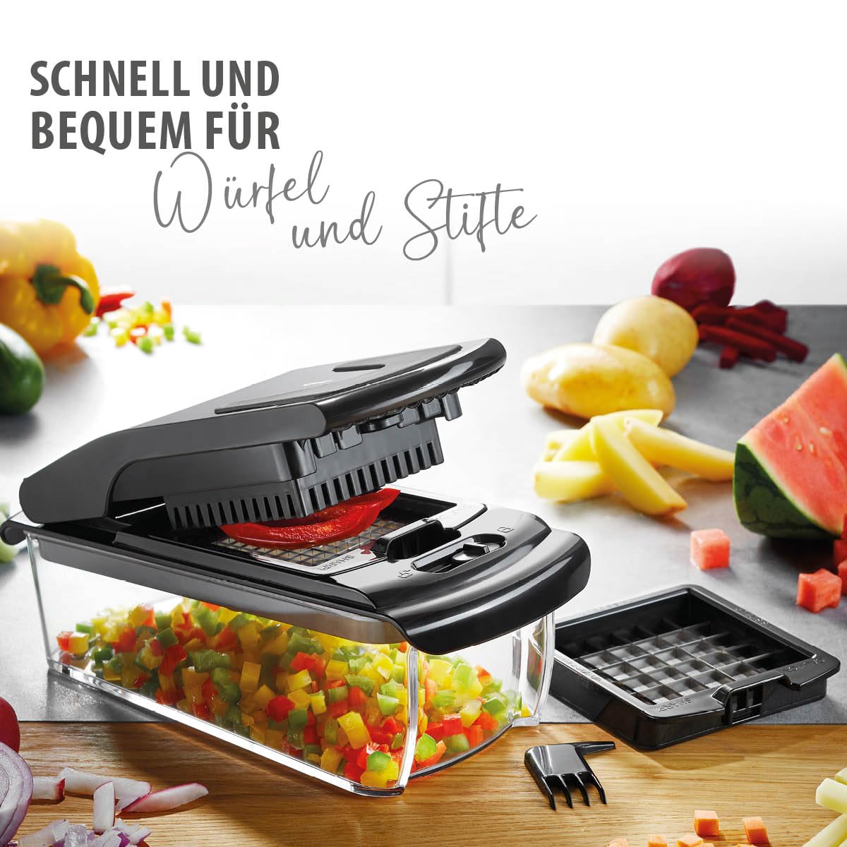 gefu-treppo-w-rfel-und-stifteschneider-mit-austauschbaren-edelstahl-schneidgitte image 4
