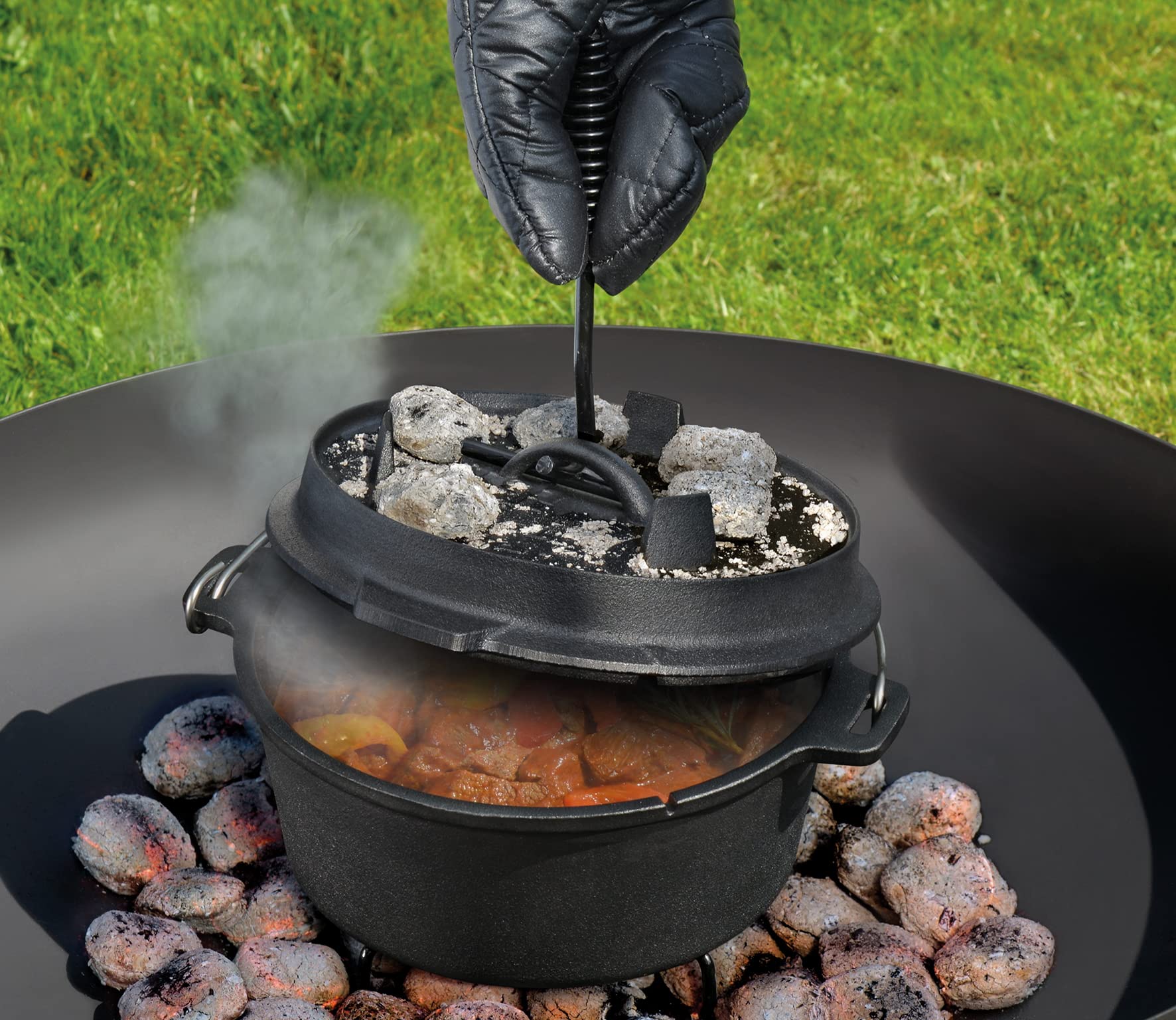 k-chenprofi-bbq-dutch-oven-5-5-l-gusseisen-schmortopf-30-cm-vorbehandelt-mit-dec image 3